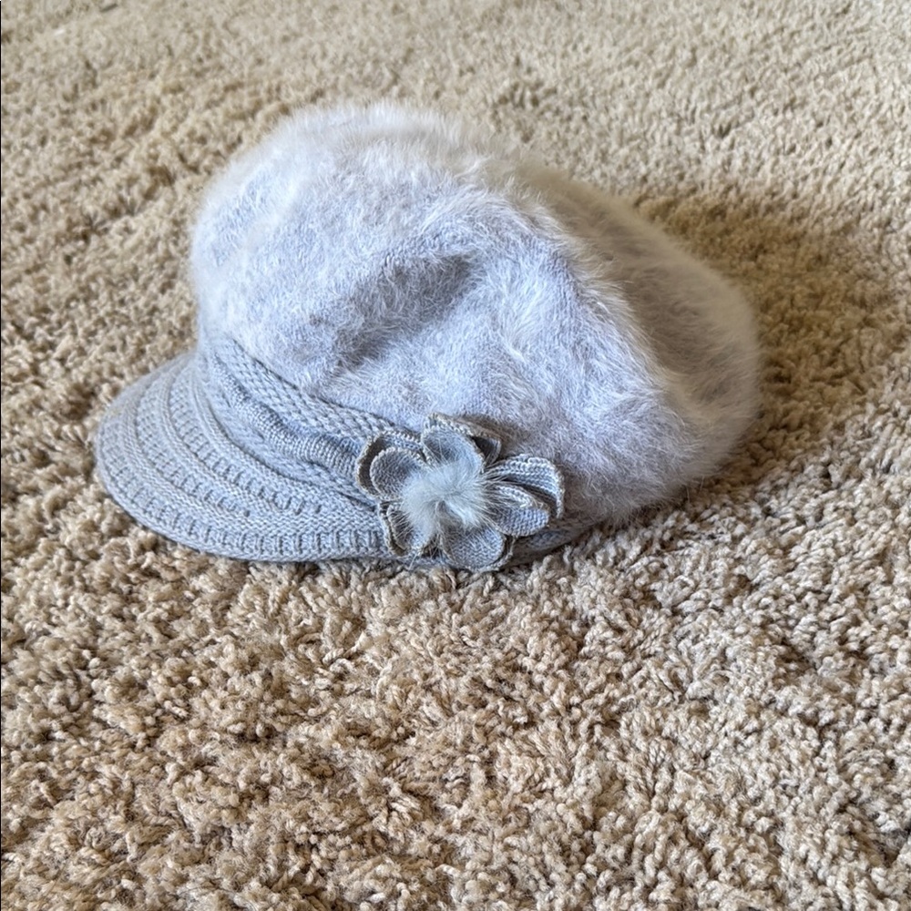 Angora Newsboy Cap